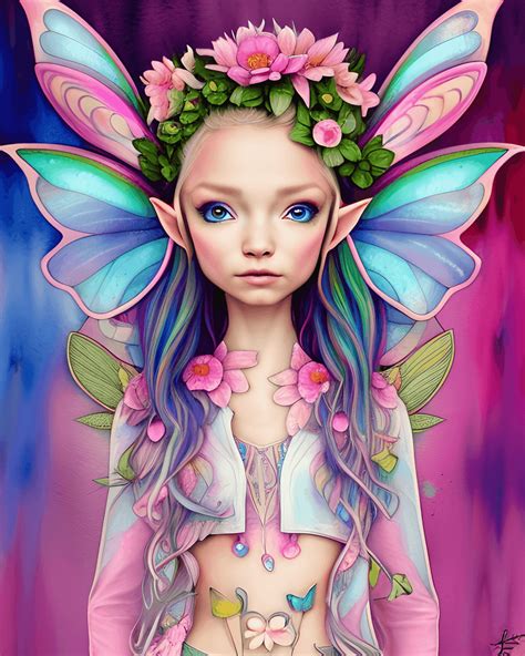 Beautiful Elf Fairy In Pink Jacket Creative Fabrica