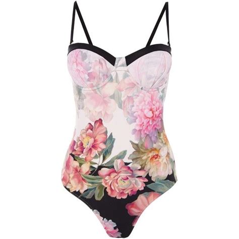 Ted Baker Painted Posie Cupped Swimsuit Liked On Polyvore