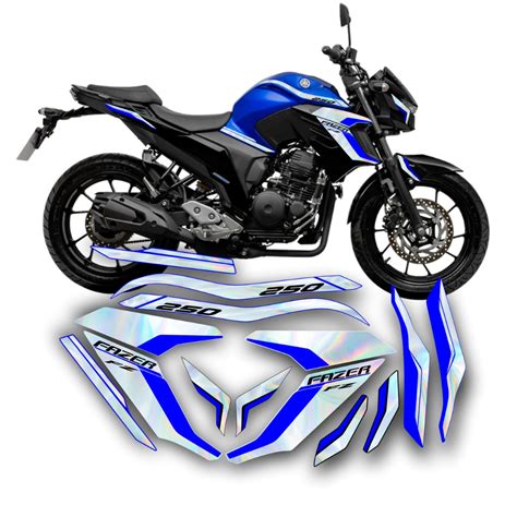 Kit Jogo Faixas Adesivos Emblemas Yamaha Fazer 250 2016 A 2024