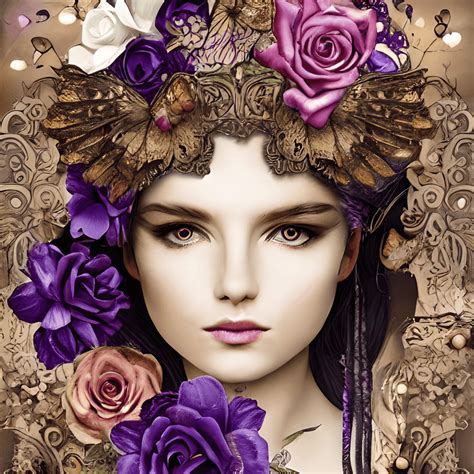 Whimsical Detailed Dark Fantasy Princess With Flowers And Glitter · Creative Fabrica