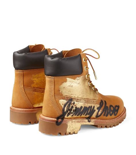 Womens Jimmy Choo Gold X Timberland 6 Inch Graffiti Boots Harrods UK