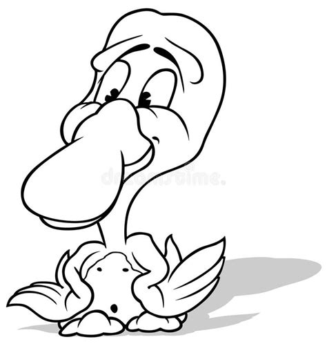 Drawing Of A Cute Little Duck Stock Vector Illustration Of Animal