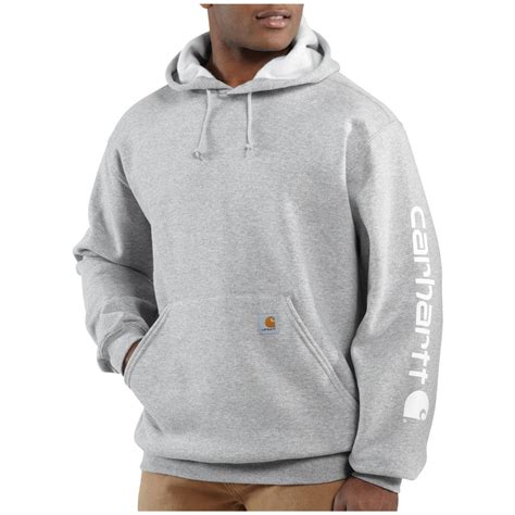 Mens Carhartt® Midweight Hooded Logo Sleeve Pullover Sweatshirt