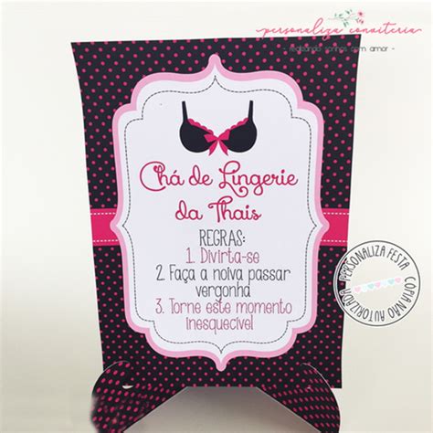 Quadrinho Chá De Lingerie Rosa E Preto Regras Do Dia Elo7