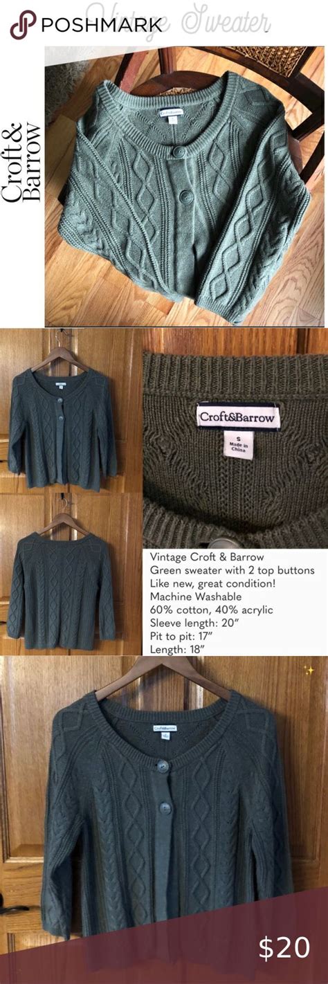 GUC Croft Barrow Cable Knit Cardigan Sweater Cable Knit Sweater