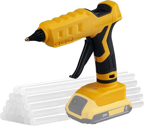 W Hot Glue Gun Cordless For Dewalt V XR Li Ion Battery Powered Full Size Mm Sticks Tool