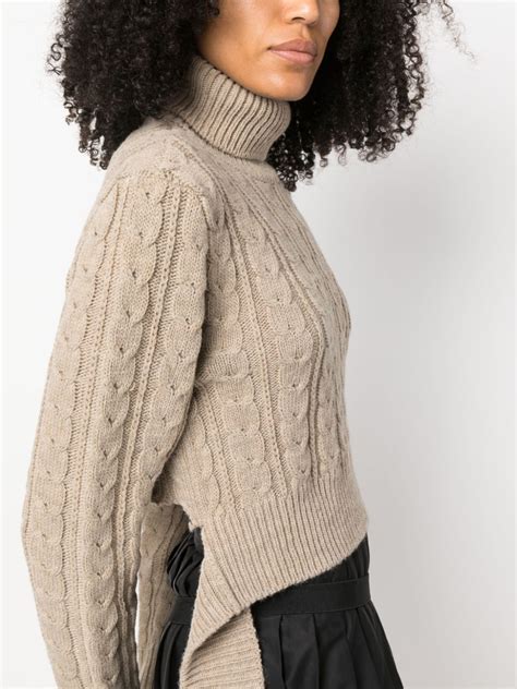 MM6 Maison Margiela Cable Knit High Neck Jumper Neutrals FARFETCH