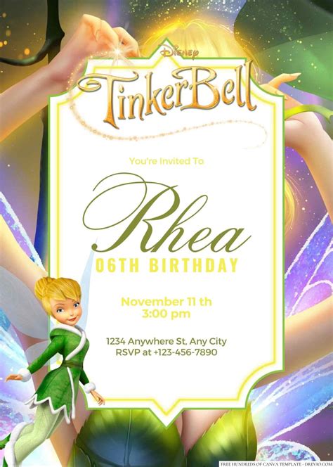 Free Editable Tinker Bell Birthday Invitation Download Hundreds Free