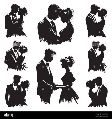 Silhouette Set Of Romantic Couple Stock Vector Image And Art Alamy