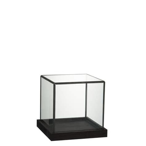 Cloche Carr M Tal Bois Verre X X Cm Transparent Et Noir