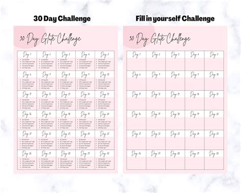 30 Day Glute Challenge Glutes Challenge Glute Muscle Etsy