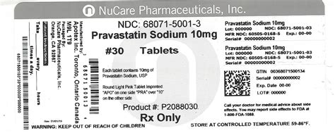 Pravastatin Sodium Nucare Pharmaceuticalsinc Fda Package Insert