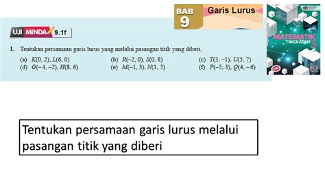 KSSM Matematik Tingkatan 3 Bab 9 Garis Lurus Pasangan Titik Yang Diberi