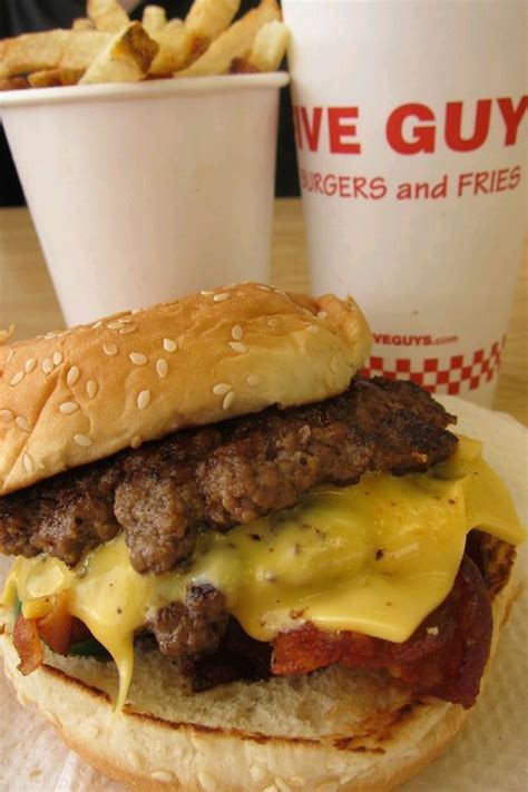 Yummy Foooooood Five Guys Bacon Cheeseburger And Fries