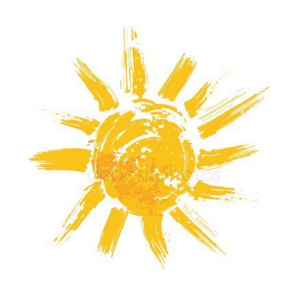 Watercolor Sun Rays Flat Icon Closeup Silhouette Stock Vector