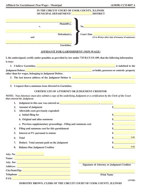 Fillable Online Affidavit For Garnishment Non Wage Uscourtforms Fax Email Print Pdffiller