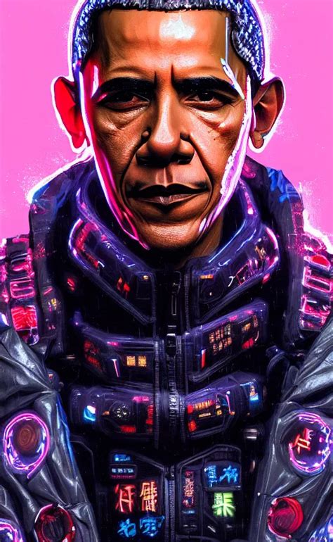 Detailed Portrait Obama Cyberpunk Futuristic Neon Stable Diffusion