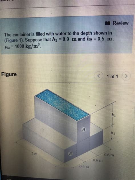 Solved Review The Container Is Filled With Water To The Chegg