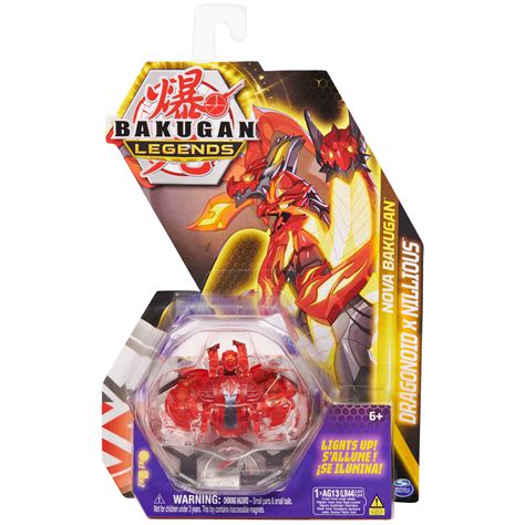 Bakugan Legends Nova Dragonoid X Nillious Red Light Up Bakugan With Trading Card