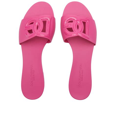 Dolce Gabbana Logo Slide Sandal Fuxia End