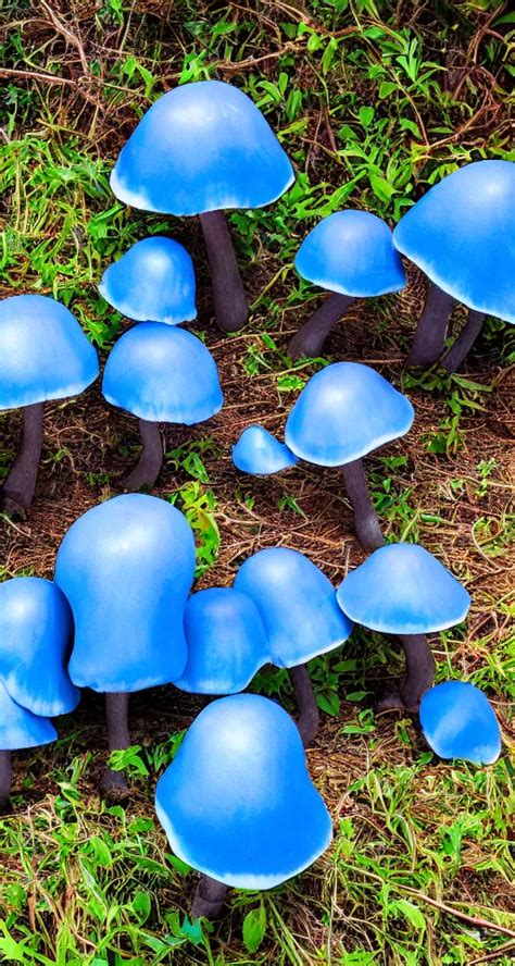 Blue Forest Glowing Mushrooms Sigma Lens Strong Stable Diffusion