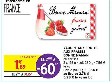 Promo Yaourt Aux Fruits Aux Fraises Bonne Maman chez Intermarché Hyper