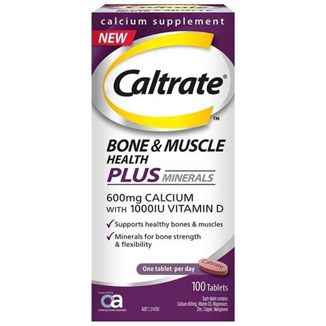 Caltrate Bone And Muscle Health Plus Once A Day 1000iu 100 Tablets