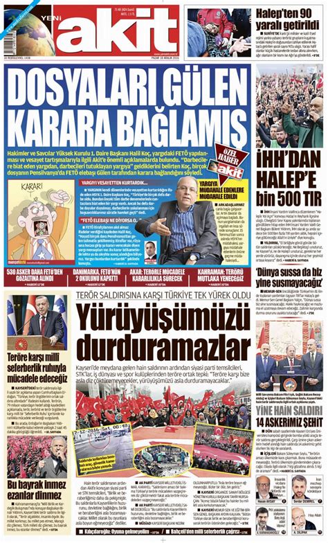 Yeni Akit Gazetesi Aral K Pazar