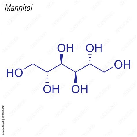 Vector Skeletal formula of Mannitol. Drug chemical molecule. Stock ...