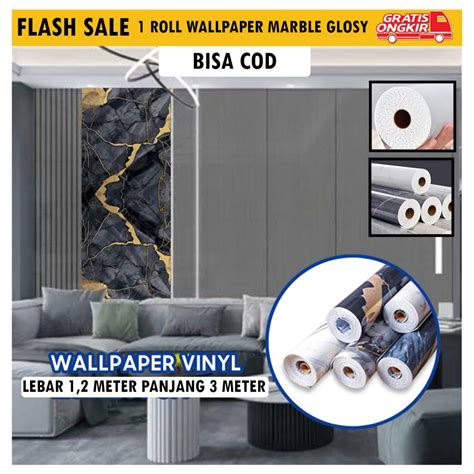 Jual Wallpaper Dinding Motif Marmer Marble Foam Sooku Roll Sticker 1