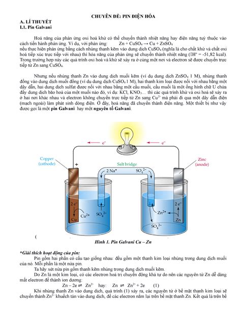 Lý Thuyết Pin Điện Hóa Khám Phá Nguyên Lý Ứng Dụng và Tương Lai Công