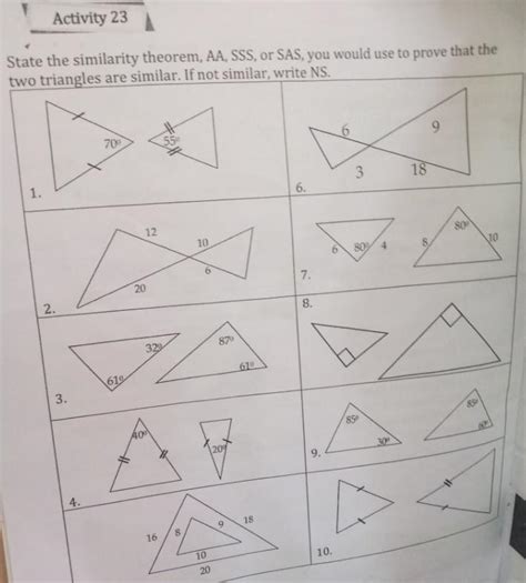 Activity State The Similarity Theorem Aa Sss Or Sas You Would