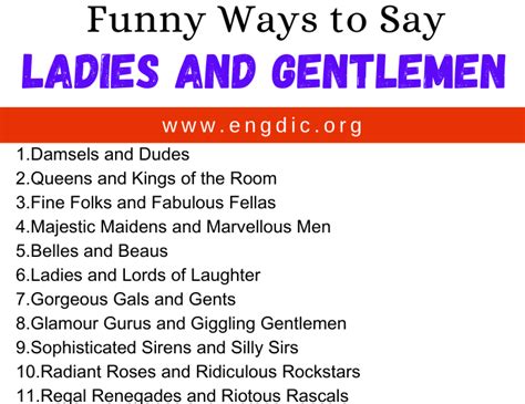 30 Funny Ways To Say Ladies And Gentlemen Engdic