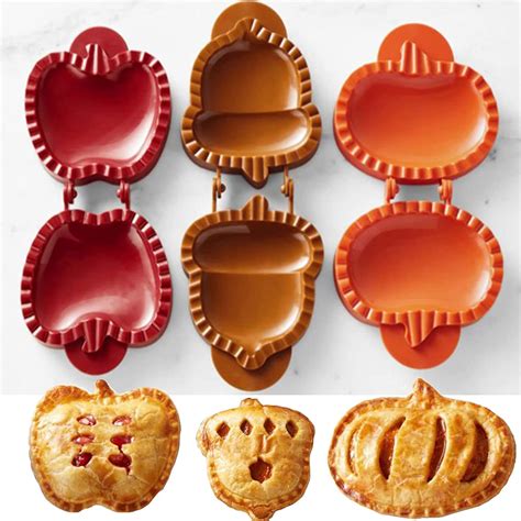 3 Pieces Dough Presser Pie Molds, Party Potluck Hand Pie Molds, Fall Apple Pumpkin and Acorn ...