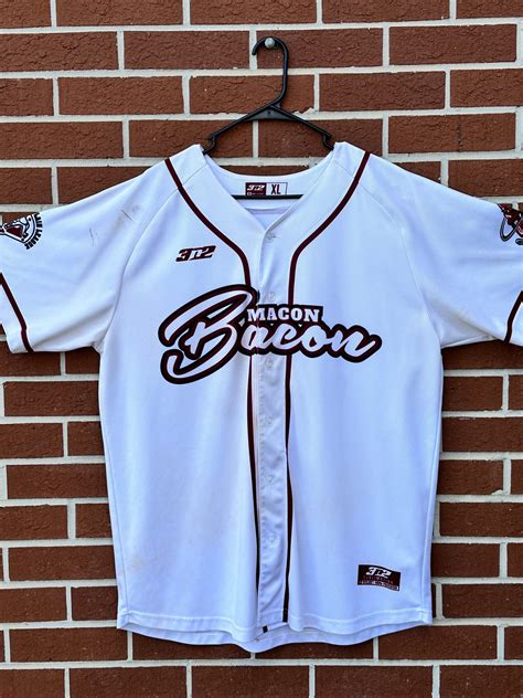 Macon Bacon Game Worn White Jersey 30 Size X Large