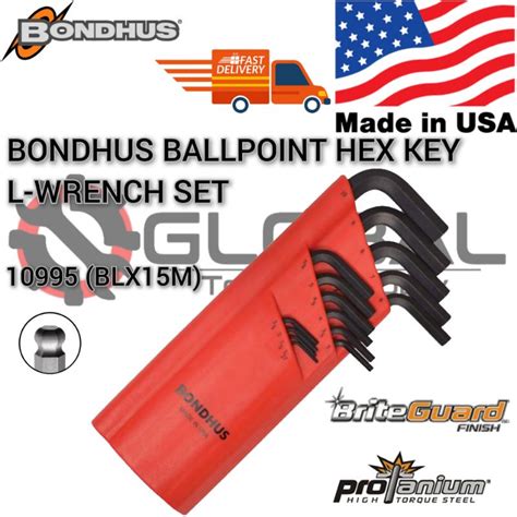 READY STOCK BONDHUS 10995 BLX15M BALLPOINT HEX KEY L WRENCH SET