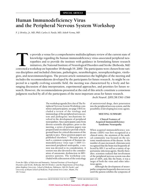 Pdf Human Immunodeficiency Virus And The Peripheral Nervous System