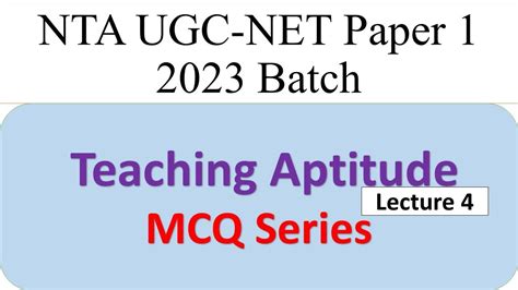 UGC NTA NET MCQ S Series Teaching Aptitude Lecture 4 UGC NTA