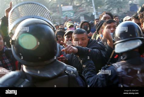 Kathmandu Bagmati Nepal Th Feb Protesters Clash With Police