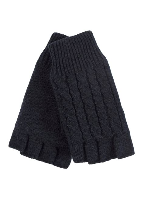 Womens Ayla Solid Cable Knit Fingerless Gloves Heat Holders®