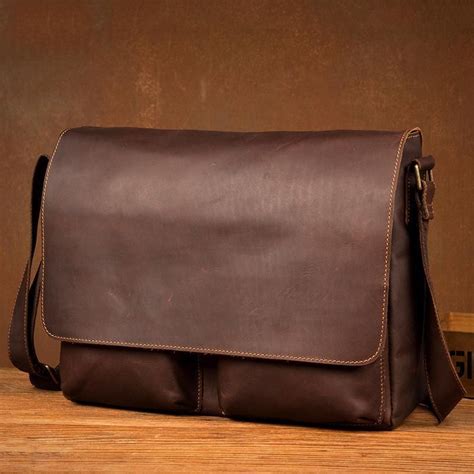 Leather Messenger Bag Men Small Messenger Bag Leather Men Brown