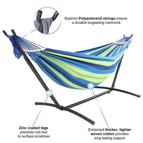 Szhlux Double Hammock With Lb Capacity Steel Stand Premium Carry