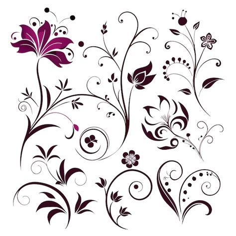 Vector varios diseños florales diferentes 24 Vector Premium