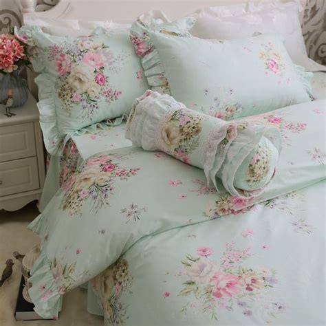 FADFAY Romantic Flowers Print Duvet Cover Set Fancy Vintage Floral