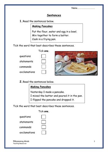 Year 2 Spag Sats Revision Sentence Forms Teaching Resources