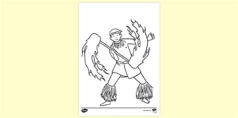 Samoan Fire Dancer Colouring Colouring Sheet Twinkl