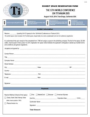 Fillable Online Exhibition Space Reservation Form TMS Fax Email Print