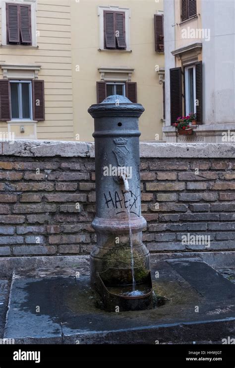 Public Drinking Fountain In Rome Italy Europe Stock Photo 131485112
