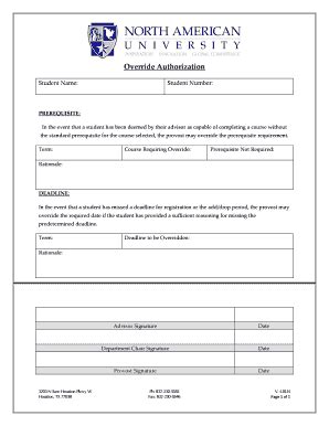 Fillable Online Na Prerequisite Override Fax Email Print Pdffiller