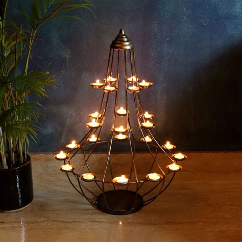 Buy Ektara Gold Finish 24 Tealights Holder Stand Online On Zwende